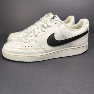 Nike Court Vision White Black Basketball Leather Sneakers Women's Shoes Size 9